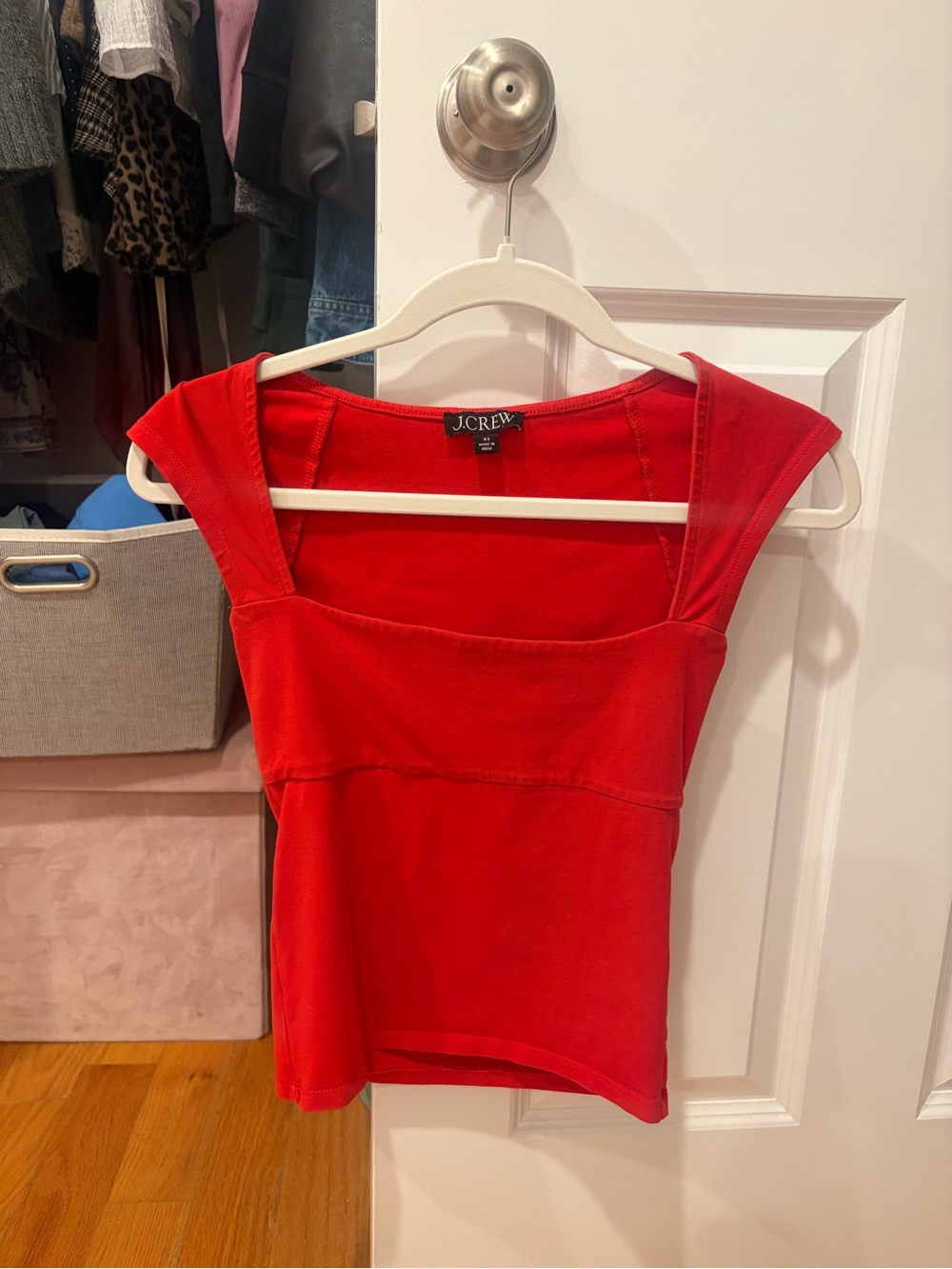 J. Crew Red Square-Neck Tank Top